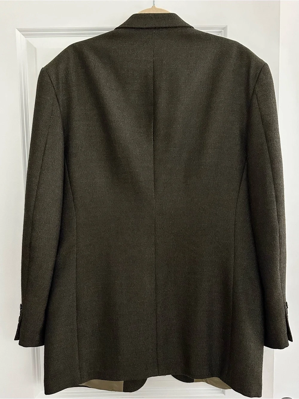 Vintage 90s Oscar De La Renta 100% Wool Dark Green & Brown Blazer Jacket